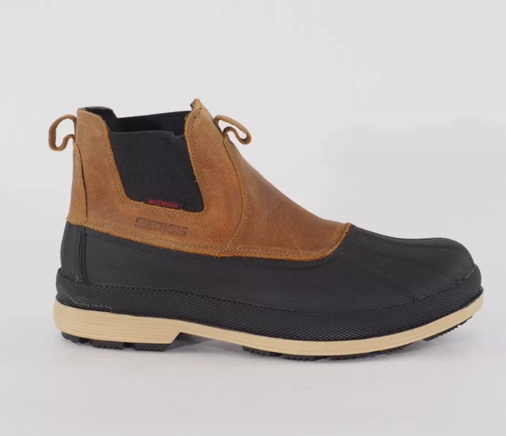 Skechers Women's Robards Cahir Rain Boot Slip Resistent  Sz. 5 Brown/Black